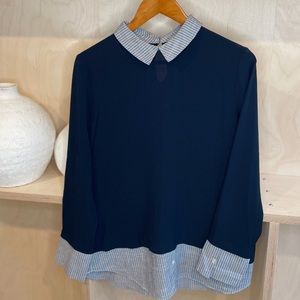Marks & Spencer Navy Blue Collared Blouse